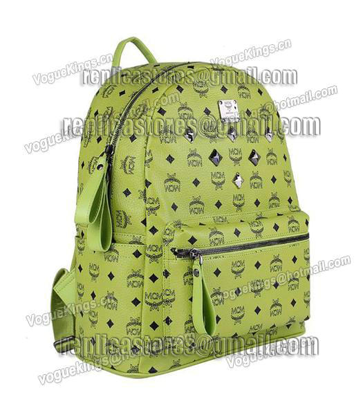 MCM Stark Sprinkle Stud Medium Backpack In Green Leather-2