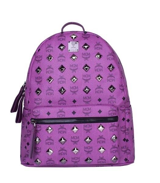 MCM Stark Sprinkle Stud Medium Backpack In Purple Leather-1