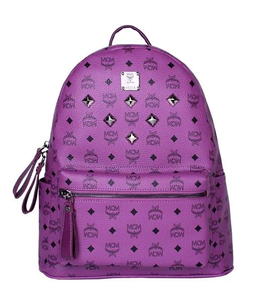 MCM Stark Sprinkle Stud Medium Backpack In Purple Leather
