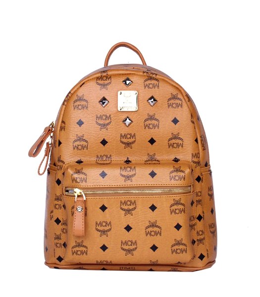 MCM Stark Sprinkle Stud Small Backpack In Earth Yellow Leather