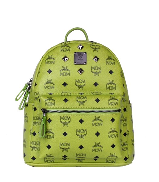 MCM Stark Sprinkle Stud Small Backpack In Green Leather