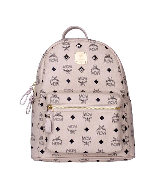MCM Stark Sprinkle Stud Small Backpack In Offwhite Leather