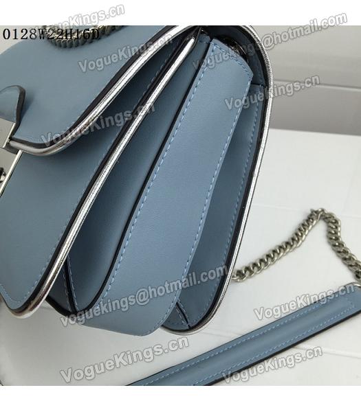 Michael Kors Blue Leather Silver Chains Small Bag-2