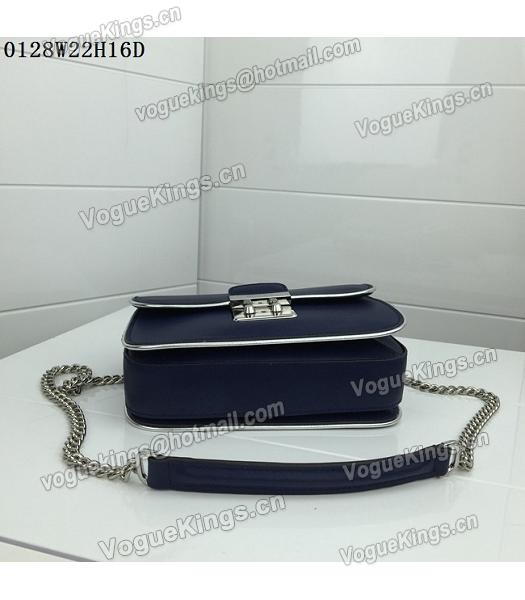 Michael Kors Dark Blue Leather Silver Chains Small Bag-1