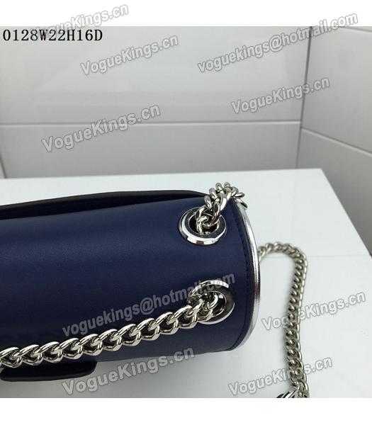 Michael Kors Dark Blue Leather Silver Chains Small Bag-5