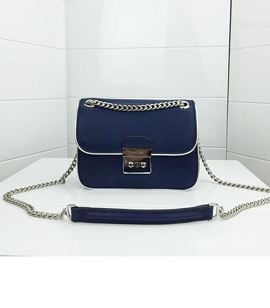 Michael Kors Dark Blue Leather Silver Chains Small Bag