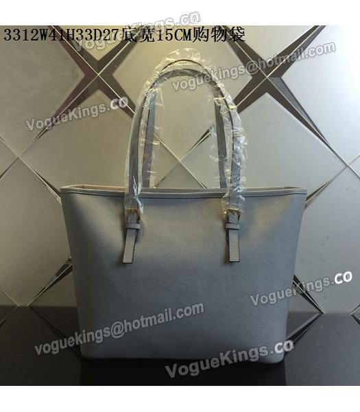 Michael Kors Grey Blue Leather Large Shopping Bag-2