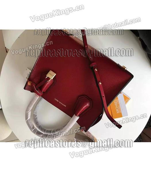 Michael Kors Mercer Litchi Veins Calfskin Leather Tote Bag Red-3