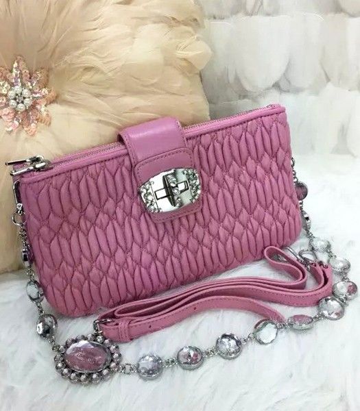 Miu Miu 27cm Matelasse Original Leather Handbag Cherry Pink