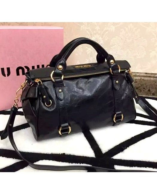 Miu Miu 33cm High-quality Original Leather Tote Bag Black