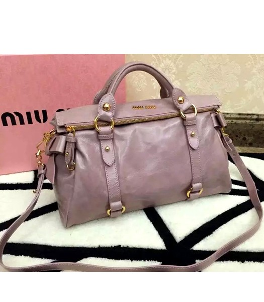 Miu Miu 33cm High-quality Original Leather Tote Bag Pink Purple
