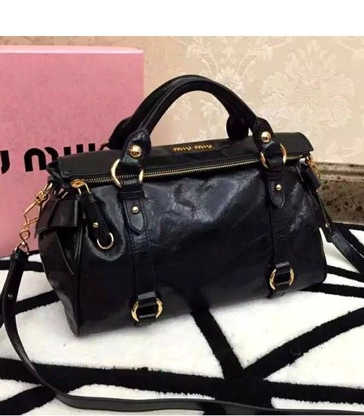 Miu Miu 36cm High-quality Original Leather Tote Bag Black