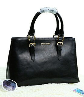 Miu Miu Black Calf Leather Top Handle Bag