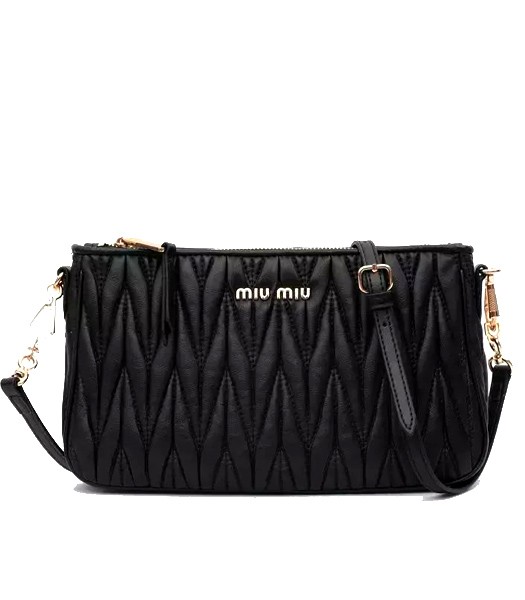 Miu Miu Black Matelasse Original Leather Shoulder Bag