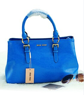 Miu Miu Blue Calf Leather Top Handle Bag
