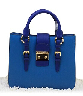 Miu Miu Blue Leather Small Tote Bag