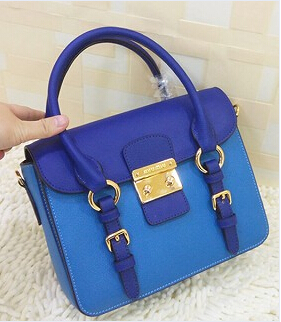 Miu Miu Blue Leather Small Tote Bag With Bag Cover