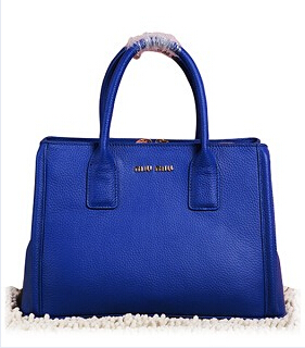 Miu Miu Blue Original Calfskin Leather Tote Bag