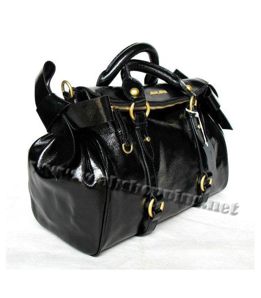 Miu Miu Butterfly Bow Satchel Handbag Black Patent-1