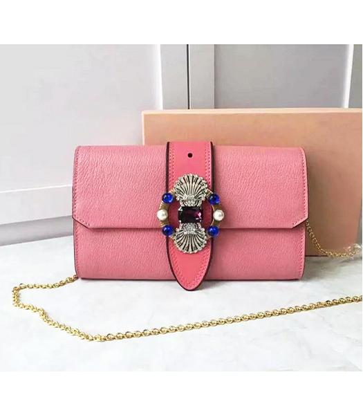 Miu Miu Cherry Pink Original Leather Pearls Chains Bag