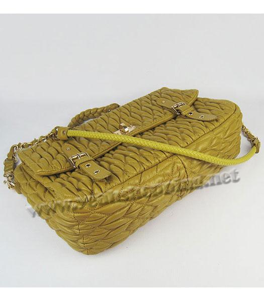 Miu Miu Convertible Crystal Detail Large Tote Bag in Yellow Lambskin-3