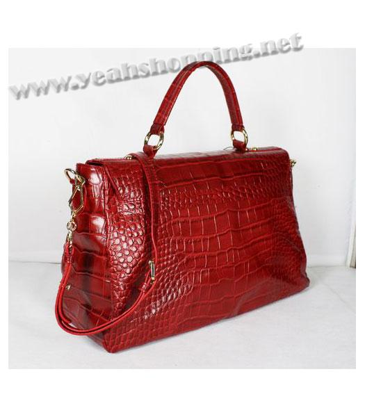Miu Miu Croc Veins Leather Tote Bag Red-1
