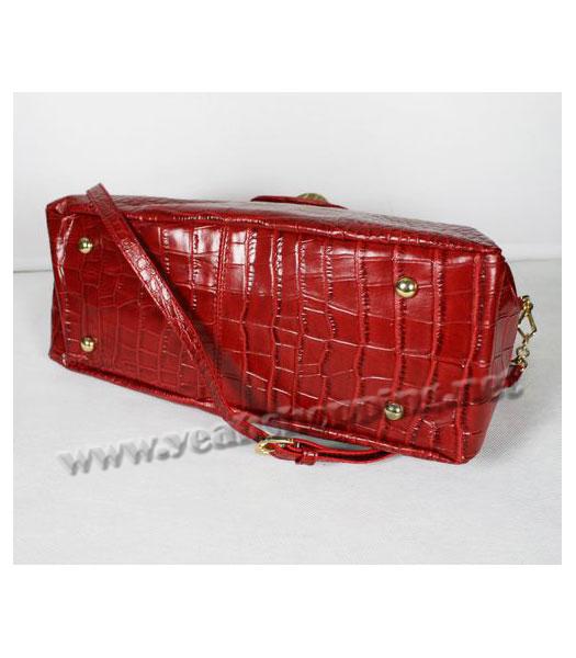 Miu Miu Croc Veins Leather Tote Bag Red-2