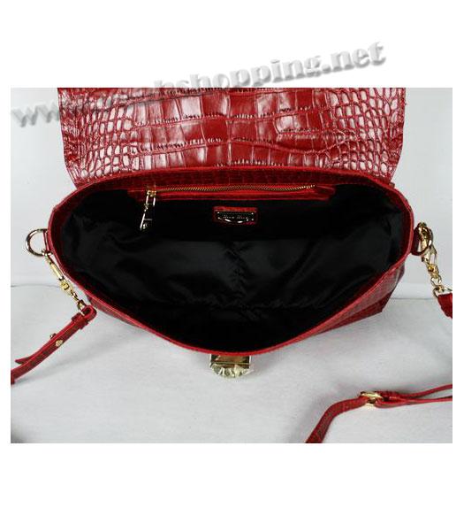 Miu Miu Croc Veins Leather Tote Bag Red-3