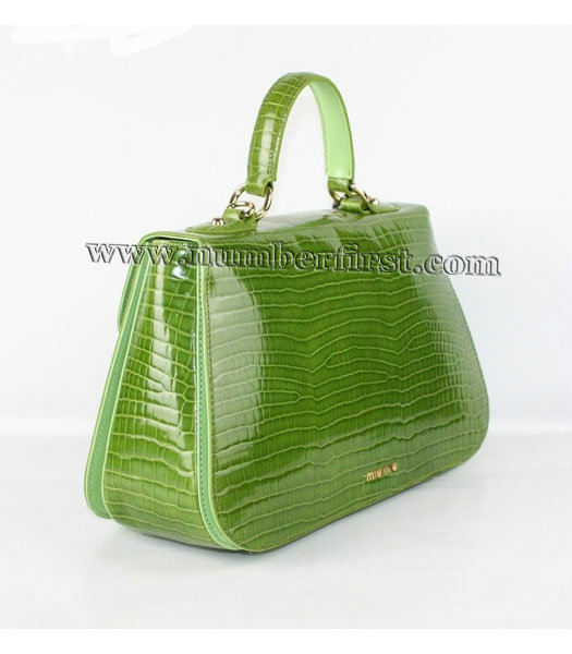 Miu Miu Croc Veins Tote Bag Green-1