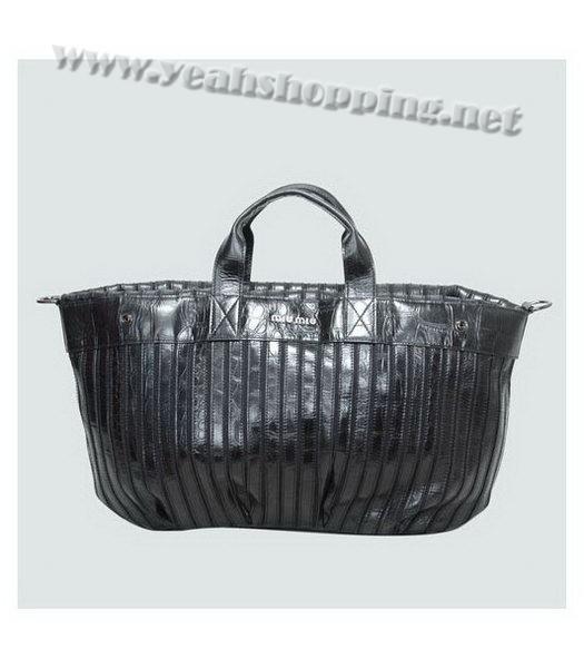 Miu Miu Croco Veins Leather Double Handle Bag Black-1