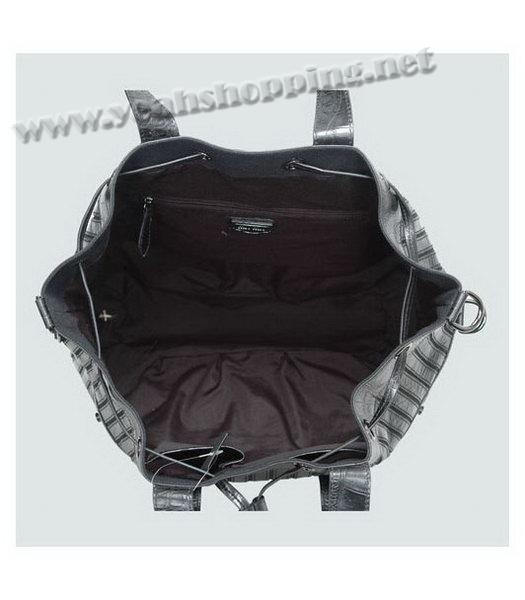 Miu Miu Croco Veins Leather Double Handle Bag Black-4