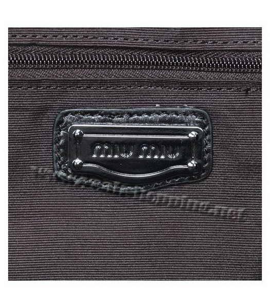Miu Miu Croco Veins Leather Double Handle Bag Black-5