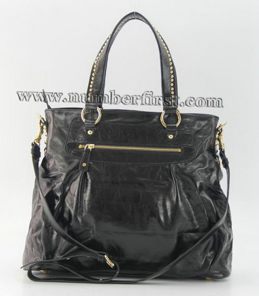 Miu Miu Designer Horse Oil Leather Top Handle Bag in Black-2