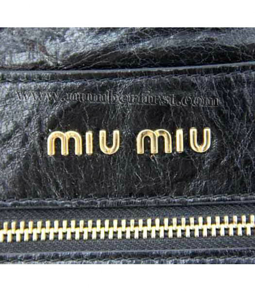 Miu Miu Designer Horse Oil Leather Top Handle Bag in Black-4