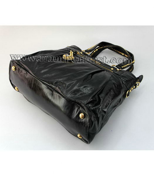Miu Miu Designer Horse Oil Leather Top Handle Bag in Black-6