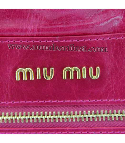 Miu Miu Designer Horse Oil Leather Top Handle Bag in Fuchsia-4
