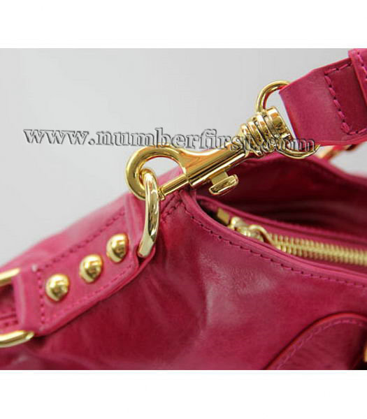 Miu Miu Designer Horse Oil Leather Top Handle Bag in Fuchsia-5