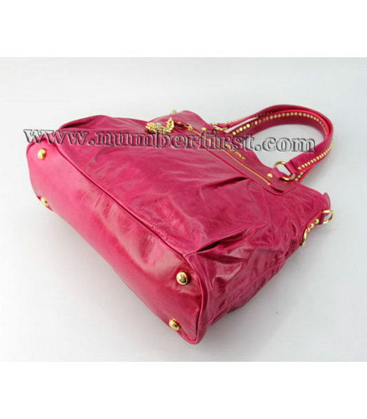 Miu Miu Designer Horse Oil Leather Top Handle Bag in Fuchsia-6