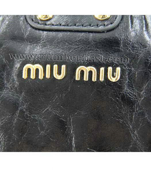 Miu Miu Horse Oil Leather Shoulder Tote Bag in Black-3