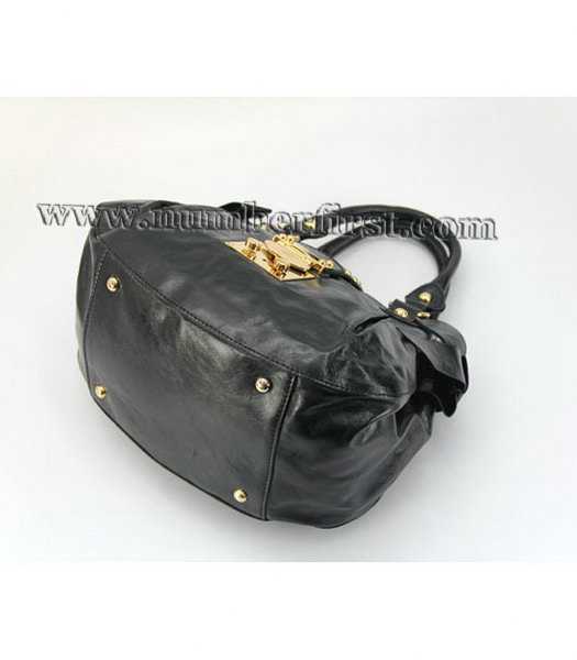 Miu Miu Horse Oil Leather Shoulder Tote Bag in Black-5