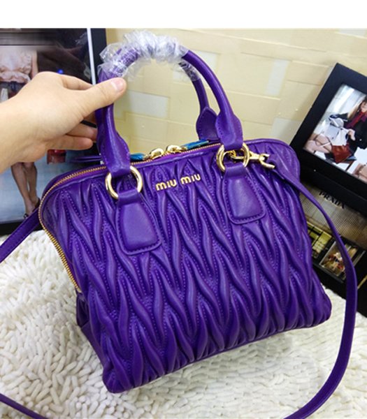 Miu Miu Hot-sale Purple Matelasse Leather Top Handle Bag