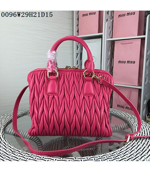 Miu Miu Hot-sale Rose Red Matelasse Leather Top Handle Bag