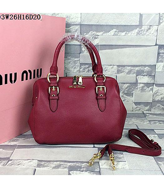 Miu Miu Jujube Red Grainy Sheepskin Leather Top Handle Bag