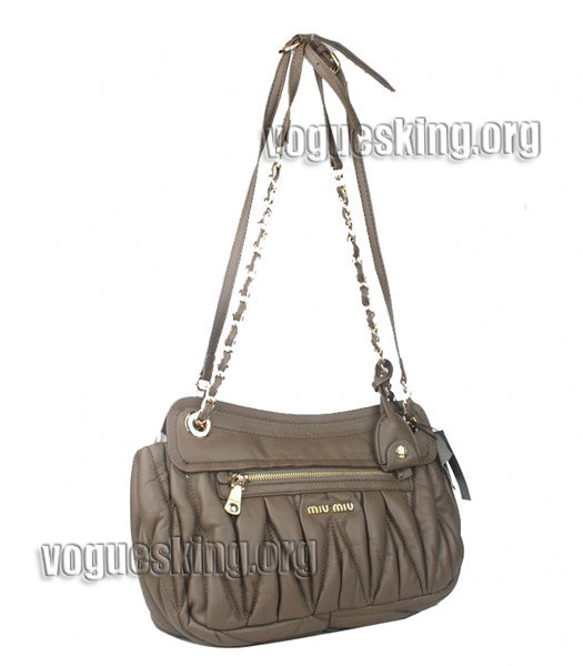 Miu Miu Khaki Lambskin Leather Handbag with Chains-1