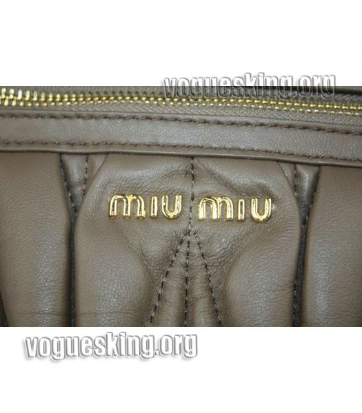 Miu Miu Khaki Lambskin Leather Handbag with Chains-4