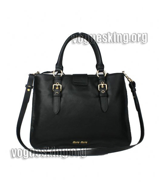 Miu Miu Large Black Calfskin Leather Tote Shoulder Bag-1