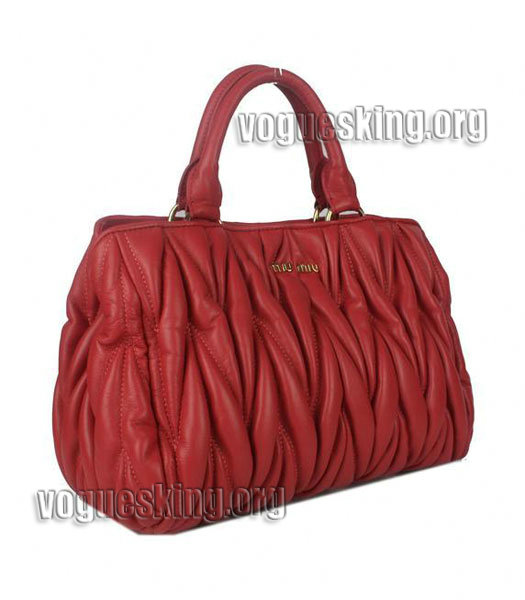 Miu Miu Large Fuchsia Matelasse Lambskin Leather Handbag-1