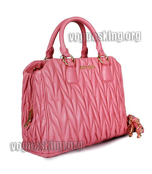 Miu Miu Large Peach Matelasse Leather Handbag-1