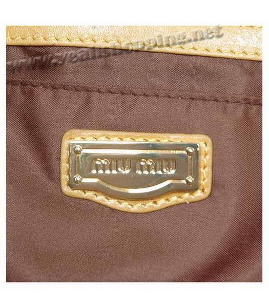 Miu Miu Large Shiny Leather Tote Tassel Bag Earth Yellow-1