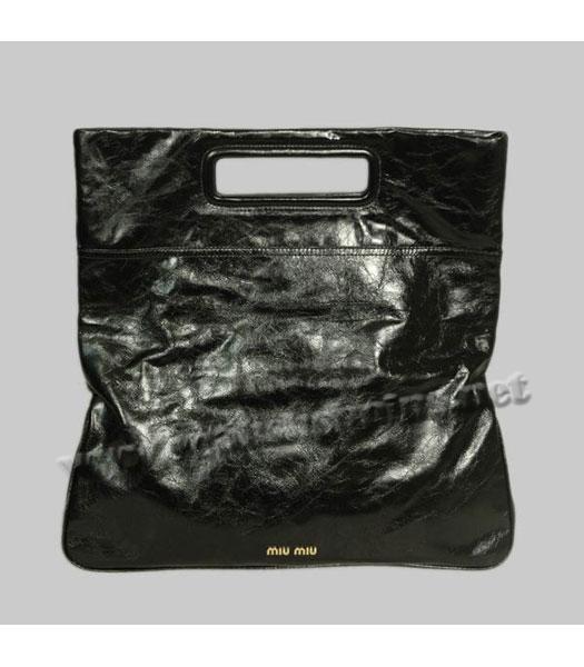 Miu Miu Large Shoulder Handbag Black Oil Wax Leather-1